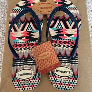 Havaianas Flip Flops Size 6W Multicolor Tribal Pattern